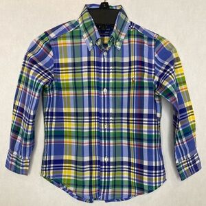 Ralph Lauren Kids Plaid Shirt - Blue, Green, Yellow, Long Sleeve, Button Down